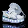 Pojkar flickor rullskor led lyser upp USB laddning barn rullskridskor casual skateboardskor sportskor barn sneakers 240219