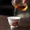 Tasses soucoupes 90ml argent de haute qualité | Tasse principale en céramique Koi pincée, tasse personnelle faite à la main, Collection de cérémonie de thé au pied