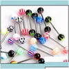 Tongue Rings Tongue Rings 100Pcs/Lot Body Jewelry Fashion Mixed Colors Tounge Bars Barbell Piercing C3 Drop Delivery 2021 Dhseller2010 Dhrpl