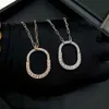 V9m8 Pendant Necklaces Designer Jewelry Tiffanyco Necklace High Version Ushaped Lock Womens Split Color Horseshoe Half Diamond Small Head Pend