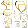 Feestbenodigdheden goud liefde hart acryl cake topper ins stijl bruiloft verjaardag valentijnsdag decoratie dessert decor