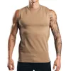 Men's Tank Tops Neck Vest Mens Round Summer Fashion Solid Color Sports Undershirt Mens Casual Bottoming Slim Fit Sleeveless Outer Wear TL2402