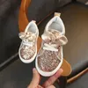 Crianças sapatos para meninas tênis casuais crianças sapatos esportes moda glitter couro bebê criança sapatos princesa infantil macio fl 240220