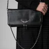 Zadig Voltaire ZV-kedjor Bagar Designer Wings Diamond-järnväska Kvinnor Axelväska Rivet Handväska Crossbody Purse Läder Cross Body Chain Handväskor