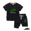 Clothing Sets Children Boy Girl Brand Animal Print Clothes 100% Cotton Kid Tennis Jerseys Short Sleeve Tshirt Top And Shorts 2Pcs Trac Dhbmt