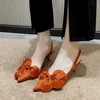 Sandały Buty damskie na sprzedaż 2023 NOWOŚĆ Modne spiczasty światło Nude Orange Bow Women High Heels Letni przypadkowy bankiet Sandały J240224