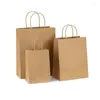 Cadeauverpakking 10/25/50/100PCS Bruine Kraftpapier Zakken Met Handvatten Kleine Bedrijven Winkelen Voedsel verpakking Zak