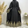 Этническая одежда Рамадан Ид Открытое кимоно Абая Femme Musulmane Дубай Турция Исламское платье Арабский халат Мусульманский кардиган Длинное платье Женский кафтан