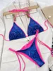 Maillots de bain pour femmes Halter Bikinis Femmes 2024 Maillot de bain Sexy Brillant Triangle Bikini Ensemble Bandage Dos Nu Lace Up Summer Beachwear