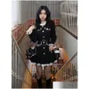 Basic Casual Jurken Winter Riem Vintage Lolita Mini Jurk Vrouwen Kawaii Een Stuk Femalework Koreaanse Elegante Partij 2023 Drop Delive Dhil9