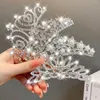 Hårtillbehör Elegant silverhuvudbonad Lovely Crystal Pearl Sweet Large Headwear Children's Comb Korean Style Crown Tiara