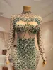 Сценическая одежда, женское сексуальное роскошное платье на день рождения, зеленое, черное платье со стразами, дизайн с прозрачными кристаллами, коллекция Poshoot