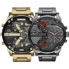 Venta de relojes deportivos militares para hombre, reloj de moda de acero inoxidable dorado con esfera grande de 50mm, reloj de pulsera de lujo para hombre, reloj de lujo263o