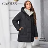 Women's Trench Coats GASMAN 2024 Winter Parkas Medium Length Slim Casual Hooded Warm Down Jackets Female Women 83918