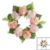 Dekorative Blumen Hortensie Vordertürkranz Frühling 15,74 Zoll Künstliche Sommerkränze für Bauernhaus Home Hochzeitsfeierwand Wand