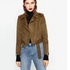 Women's Leather PU Blue Motorcycle Jacket Female Short Oversized Faux Women Moto Biker Suede Vintage Long Sleeve Coat XL