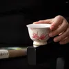 Tazze Piattini 90ml Argento di alta qualità Pizzicato Koi Ceramica Master Cup Tazza personale fatta a mano Collezione Cerimonia del tè