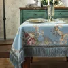 Nappe de salle à manger rétro européenne avec pompon, couverture de Table brodée de luxe, fleur, nappe élégante, décoration de salon 240220