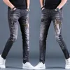Men's Jeans Trousers for Men Low Skinny Tight Pipe Male Cowboy Pants Rise Embroidery Graphic Slim Fit Loose Haruku Retro Summer Goth