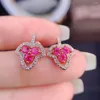 Kolczyki stadninowe 925 Sterling Srebrny Pink Topaz Stone Prosty odświeżający styl liści Rose Gold Wedding Prezent dla kobiet