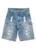 KAPITAL Non Hirata Hohiro Cotton Beading Denim Mens Shorts Loose Relaxed Short Pants Women Casual Jean 240220