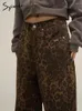 Women's Jeans Syiwidii Leopard Print Y2k Women Oversized Wide Leg Denim Trousers Streetwear Hip Hop Vintage Loose Baggy Designer