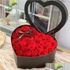Dekorativa blommor kransar 24/18pc hjärtform rose presentförpackning konstgjord evig bukett röd valentin dag jul födelsedag weddi ot6xi