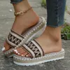 Weave Womens tofflor Platform Summer Shoes for Women Beach Casual Heeled Sandals Bohemian Handmade Ladies Espadrilles 240219