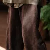 Женские брюки Johnature, женские винтажные плюс хлопковые широкие теплые зимние брюки с эластичной резинкой на талии и цветочным принтом 2024