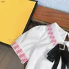 Marca meninas vestido define verão manga curta crianças fatos de treino tamanho 110-160 laço laço camisetas e carta saias impressas 24fev20