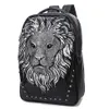 Pu deri sırt çantası aslan baskılı desen sırt çantaları moda dizüstü bilgisayar sırt çantaları omuz çantaları schoolbgs 46x31x12cm 2022215b