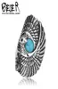 New Indian style Titanium Steel Inlaid Turquoise Eagle Ring Men039s Women039s Birthday present Holiday gift Cocktail party S4648675