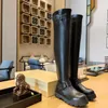 2024 Designer Boots Luxury French Skinny Over Knee Genuine Leather Thick Heel Round Head Elastic Skinny Boots JC