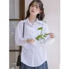 Women's Blouses Sweet Turn Down Collar Button Shirts Women Korean Fashion Ruffle Flower Long Sleeve Blouse Woman Outwear Tops H23
