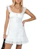 カジュアルドレスAwoscut Women S Summer Short Dress Short Dresseveless Lace Ruffle Rap Party Cocktail Club Swing Mini Sundress