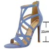 Sandales BIGTREE chaussures Style romain talons hauts daim creux femmes talons Sexy femme pompes poisson bouche femmes chaussures talons aiguilles sandale 11cmL2402