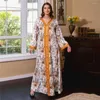 Etnische Kleding Abaya Voor Vrouwen Ramadan Bloemenprint Kaftan Dubai Moslim Jurken Hijab Turkije Arabische Islamitische Gewaad Jalabiya Caftan Gown