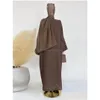 Abbigliamento etnico Luna Ricamo Abaya Tessuto effetto lino sottile Maniche a pipistrello Kimono Donne musulmane Dubai Hijab islamico Abito Ramadan Dhkn9