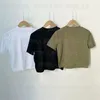 디자이너 크롭 여성 T 셔츠 셔츠 탑 고급 자수 짧은 슬리브 둥근 목 티 여름 캐주얼 스포츠 슬림 T 셔츠