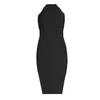 Casual Dresses Beaukey 2024 Sexiga kvinnor Vit Turtleneck Bandage Dress Tank Runway Elastic Party Black BodyCon Vestidos