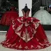 Luxury Red Off the Shoulder Quinceanera Dress 2024 Ball Gown Applique Lace Tull Prom Pageant Dress Vestidos de 15