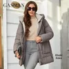 Women's Trench Coats GASMAN 2024 Winter Parkas Medium Length Slim Casual Hooded Warm Down Jackets Female Women 83918