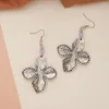 Dangle Earrings韓国ファッション合金象眼細工ラインストーンクリエイティブ4葉のクローバー