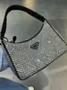 Top quality Inlaid rhinestone hobo Designer bags Womens diamond shiny triangle armpit bag luxury pradhandbag men purse Cross Body Shoulder Clutch Tote Underarm bag