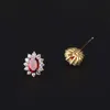 Trendy 925 Sterling Silver Natural Ruby and Diamond Classic 14k Stud Earrings for Women