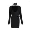 Stage Wear Latin Dance Clothes Women Loose Black Dress Long Sleeves Practice Clothing Adult Club Sexy Rumba Tango DNV19074