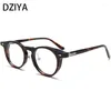 Óculos de sol quadros de alta qualidade acetato óculos redondo rebite óculos ópticos quadro homens mulheres leopardo impressão 60878