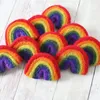 Born Pography Props DIY Handmade Needle Felted Rainbow Baby Wool Felt Love Heart Poshoot Studio Accessories 240220