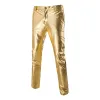 Ternos de moda dourada dourada de ouro brilhante conjunto casual de terno slim blazer de 2 peças conjunto de tecidos refletivos de duas peças masculino plus size size