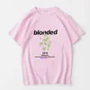 Męskie koszulki Frank O-Ocean Blond Caual Short-Sleeved Trend Design Floral Graffiti Art T-shirt dla mężczyzn/kobiet luźne bawełniane bawełniane bawełniane topy